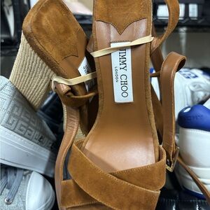 Jimmy Choo Tan Suede Heels with Wedge